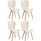 CLP Elda Set van 4 eetkamerstoelen - Kunstleer creme