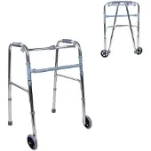 Mobiclinic Capitel - Looprek met wielen - Aluminium - Lichtgewicht en Inklapbaar - 2 wielen - Inklappen met één knop - Grijs
