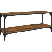 vidaXL Tv-meubel 100x33x41 cm bewerkt hout en staal gerookt eikenkleur