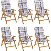 vidaXL Tuinstoelen 6 st verstelbaar met kussens massief teakhout