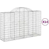 vidaXL Gabionen met boogvorm, 14 stuks, 200x50x120/140 cm, verzinkt staal