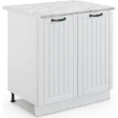 Vicco Keukenonderkast Fame-Line, Wit landelijk/Wit, 80 cm marmer werkblad