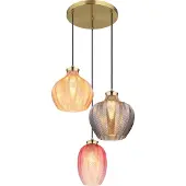Globo Gouden Hanglamp Jessica Met Gekleurd Glas Rond
