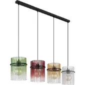 Globo Lighting Zwarte hanglamp Gorley gekleurd glas 4-lichts
