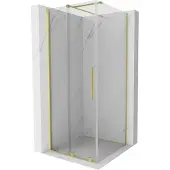 Mexen Velar schuifdouchewand 100 x 100 , transparant, goud geborsteld - 871-100-100-01-55