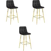 Leobert ARCETO kruk - zwart fluweel / GOUDEN poten x 3