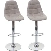 Mendler Set van 2 barkrukken -A67, barkruk counterkruk, MVG-gecertificeerd ~ crème-grijs, textiel