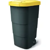 Prosperplast - Wheeler - Grote Afvalbak met wielen 110L - Geel / Kunststof