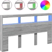 vidaXL Hoofdbordkast met LED-verlichting 180x17x102 cm grijs sonoma