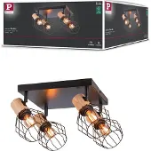 Paulmann Lanka 66769 Wandspot E14 Zwart, Hout (licht)