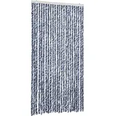 vidaXL Vliegenhor Blauw en Wit, 100x230 cm, Chenille