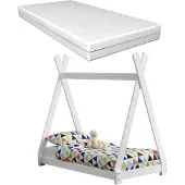 En.casa Juniorbed Tipi eenpersoonsbed incl. matras 70x140 - wit