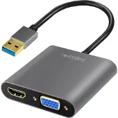 Logilink USB 3.0 adapter naar VGA/HDMI, 1080p, zwart, 0,1 m (verpakking met 1 stuk)