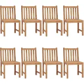 vidaXL Tuinstoelen 8 st met kussens massief teakhout