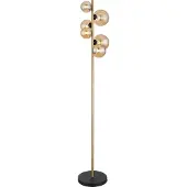 Globo Vloerlamp Riha, crème / amber, Woon-/ Eetkamer, Glas, vloerlamp