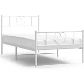 vidaXL Bedframe met hoofd- en voeteneinde metaal wit 100x190 cm