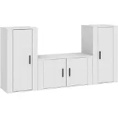 vidaXL 3-delige Tv-meubelset bewerkt hout wit
