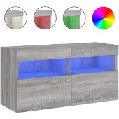 vidaXL Tv-wandmeubel met LED-verlichting 80x30x40 cm grijs sonoma
