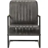 vidaXL Fauteuil echt leer verweerd grijs