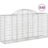 vidaXL Gabionen met boogvorm, 30 stuks, 200x50x100/120 cm, verzinkt staal