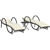 vidaXL Ligbedden 2 st met tafel poly rattan zwart