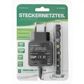 InLine Universele voedingsadapter 5V / 3A / 15W met 8 verwisselbare pluggen / zwart - 1,8 meter