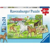 Ravensburger puzzel Op de manege - 2x24 stukjes - kinderpuzzel