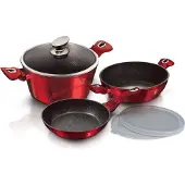 Berlinger Haus set potten 6 elementen 24cm Metallic Line Burgundy BH7046