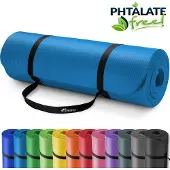 Tresko Yoga mat Blauw 1 cm dik, fitnessmat, pilates, aerobics