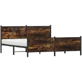 vidaXL Bedframe zonder matras metaal gerookt eikenkleurig 200x200 cm