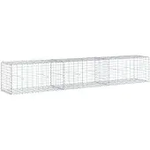 vidaXL Gabion met deksel, 300x50x50 cm, verzinkt staal