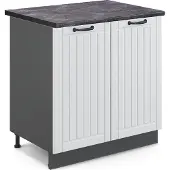Vicco Keukenonderkast Fame-Line, Wit landelijk/Antraciet, 80 cm antraciet werkblad