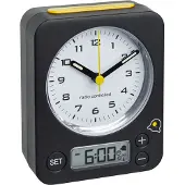 TFA-Dostmann TFA - Analoge wekker met radiobediening, model COMBO - 60.1511.01.07 - zwart / geel