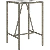 vidaXL Tuinbartafel 70x70x110 cm poly rattan grijs
