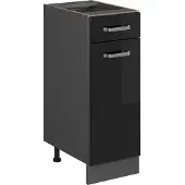 Vicco Keukenonderkast R-Line Zwart hoogglans 30 cm zonder werkblad, Model 41174
