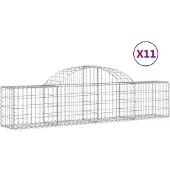 vidaXL Gabionen met hoge boog, 11 stuks, 200x30x40/60 cm, verzinkt staal