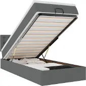 vidaXL Bed met matras 90x200 cm stof donkergrijs