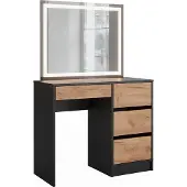 Vicco Sherry Kaptafel – 90 x 75 cm met LED-spiegel Antraciet/gouden eik