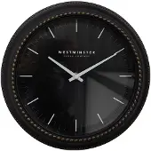 Clayre & Eef Wandklok Ø 28x5 cm Zwart Kunststof Glas Westminster clock company Muurklok Zwart Muurklok