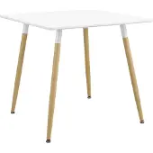 En.casa [] Eettafel, vierkant, 80x80x74 cm, wit, mat, beuken, keukentafel voor 3 personen, retro eettafel