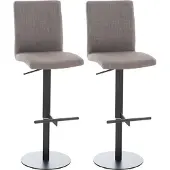 CLP Set van 2 barkrukken Cadiz met stoffen bekleding, draaibaar en in hoogte verstelbaar, belastbaar tot 240 kg | Kleur: donkergrijs, frame: zwart
