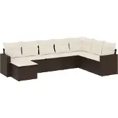 vidaXL 8-delige Loungeset met kussens poly rattan bruin