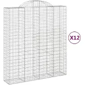 vidaXL Gabionen met boogvorm, 12 stuks, 200x50x220/240 cm, verzinkt staal