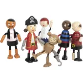 Small Foot Zachte houten poppen - Piraten - 5 stuks - Typische piratendetails - Bioplastisch - Gemengd