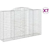 vidaXL Gabionen met boogvorm, 7 stuks, 300x50x180/200 cm, verzinkt staal