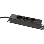 Logilink , stekkerdoos, 10 inch, 3 stopcontacten, zonder schakelaar, zwart