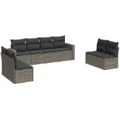 vidaXL 8-delige Loungeset met kussens poly rattan grijs