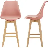 En.casa Barkruk set van 2 kunstleer en beuken 105x48x58 cm roze