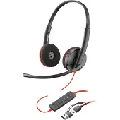 HP Poly Blackwire C3220 Over Ear headset Kabel Stereo Zwart Headset, Volumeregeling, Microfoon uitschakelbaar (mute) Computer
