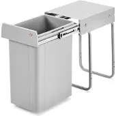 NABER Single 30 DT. Vuilnisbak, aluminium grijs (26 liter), hoogte 470 mm. - Prullenbak